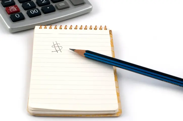 Notepad Pencil and Calculator