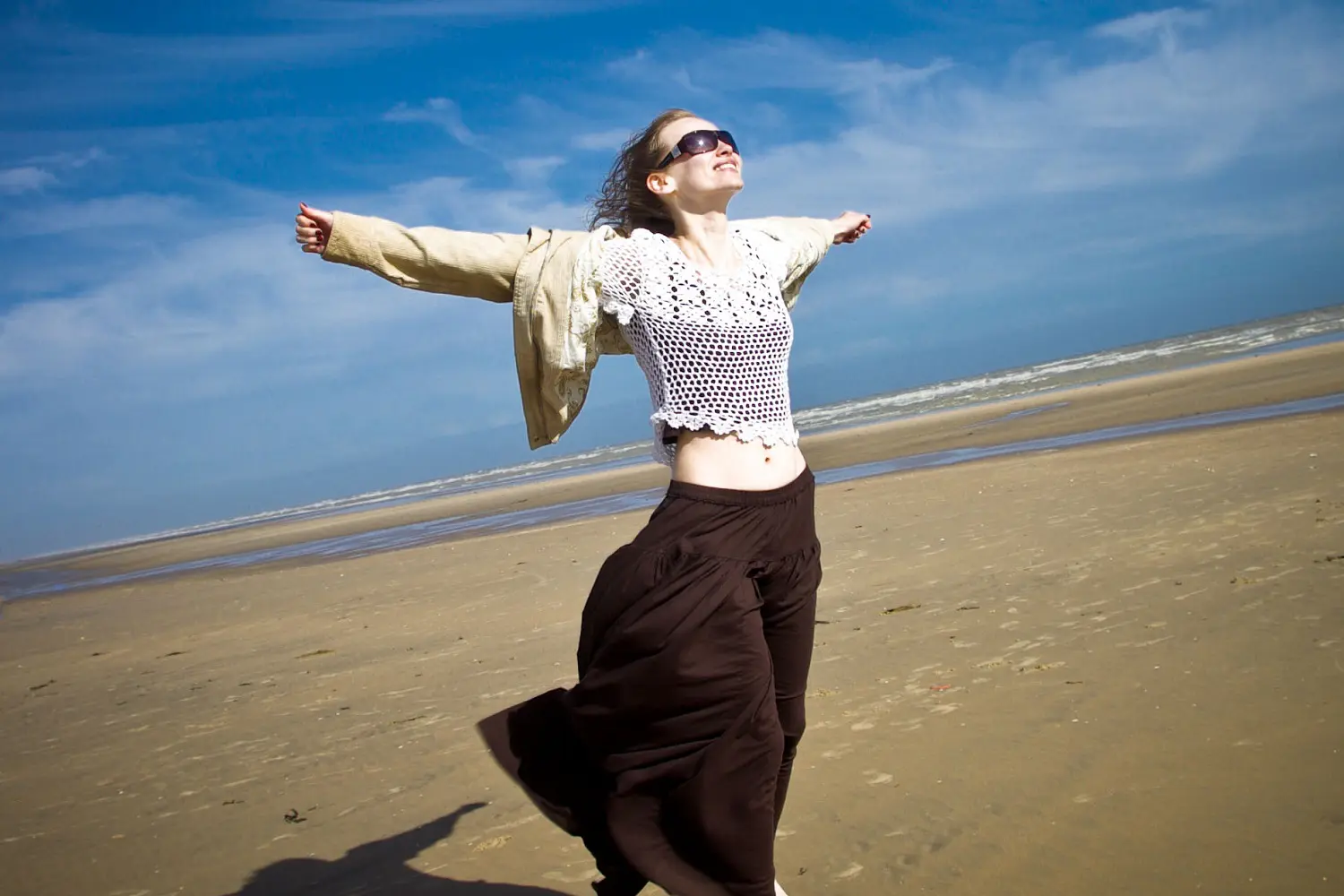 woman on beach in winter
