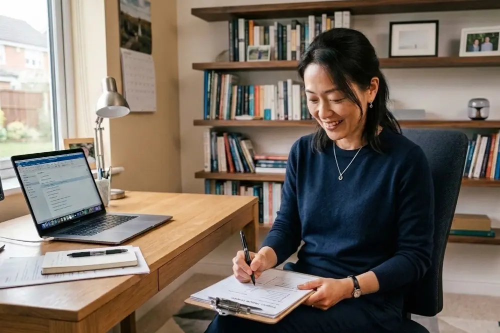 woman doing research at home
